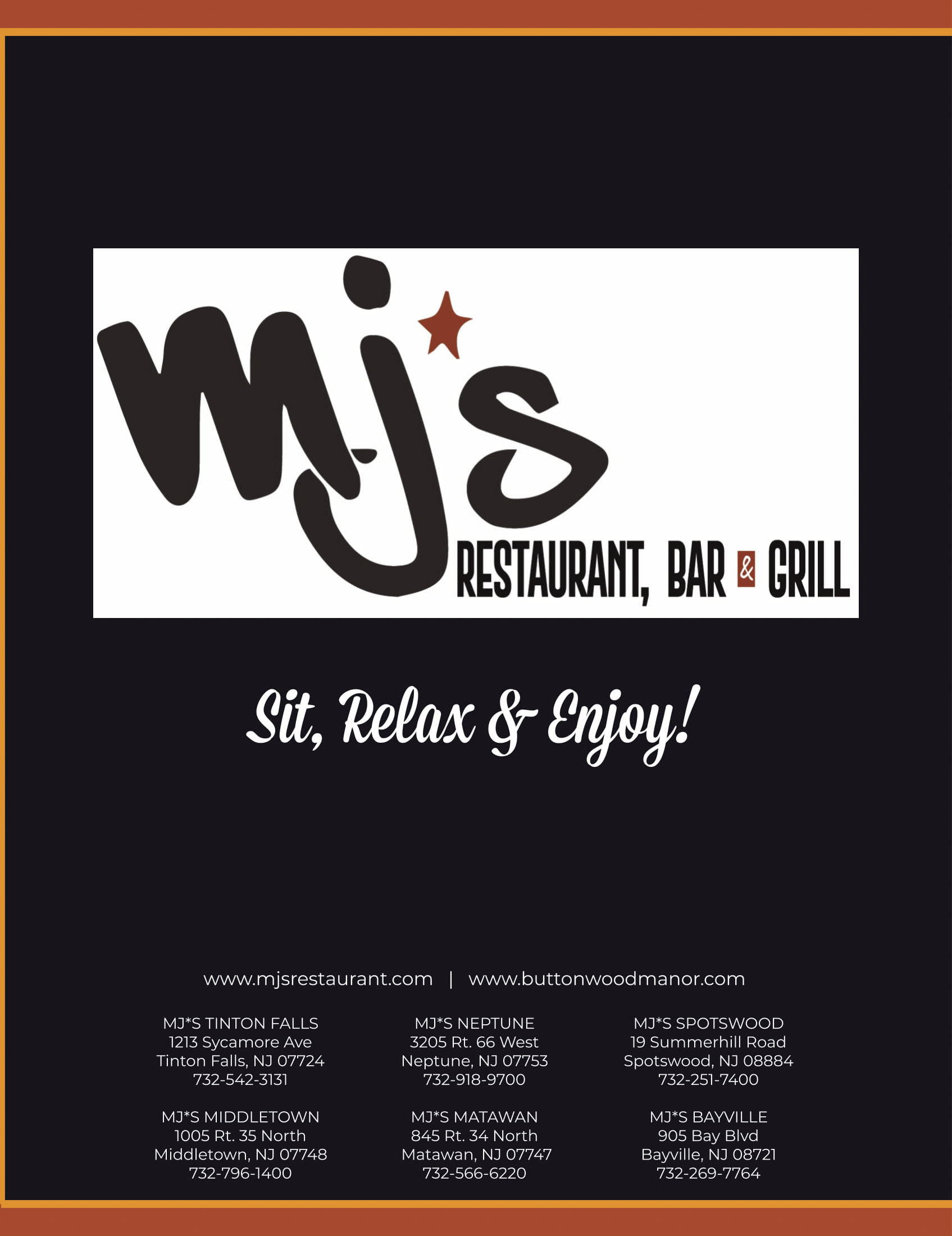 Menu Mj’s Restaurant