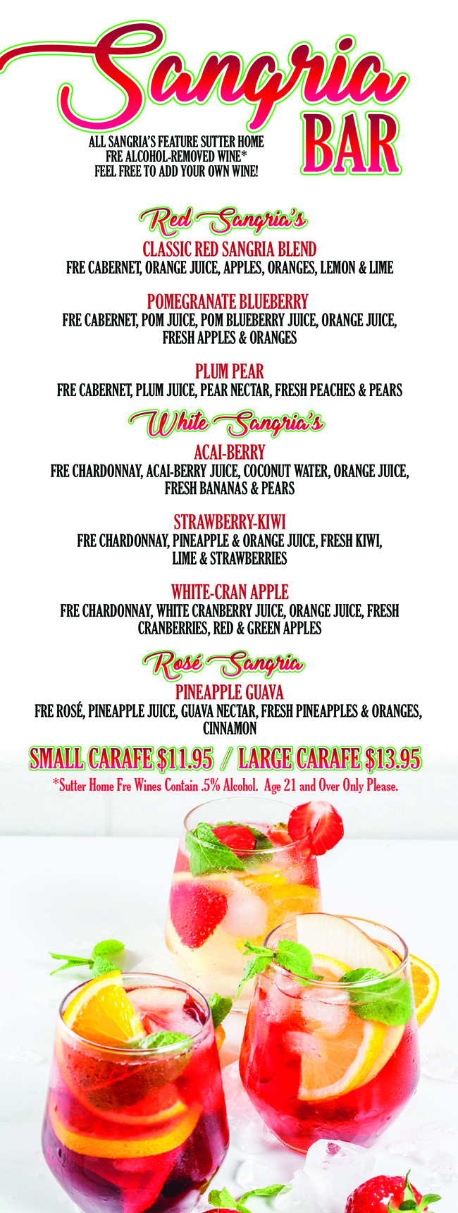 Sangria Menu Mj’s Restaurant